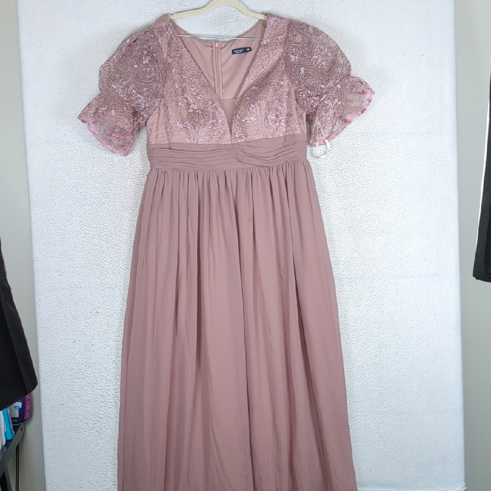 SHEIN Curve Women's Dusty Pink Lace Formal Maxi Dress Size 1XL